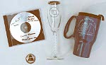 CAFS 25th anniv. souvenir CD, wine glass, mug, medallion