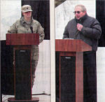 CAFS commander Lorinda Frederick & Cavalier Mayor Ken Briese speak at Spartan dedication