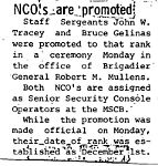 Newspaper article about Tracey and Gelinas promotions